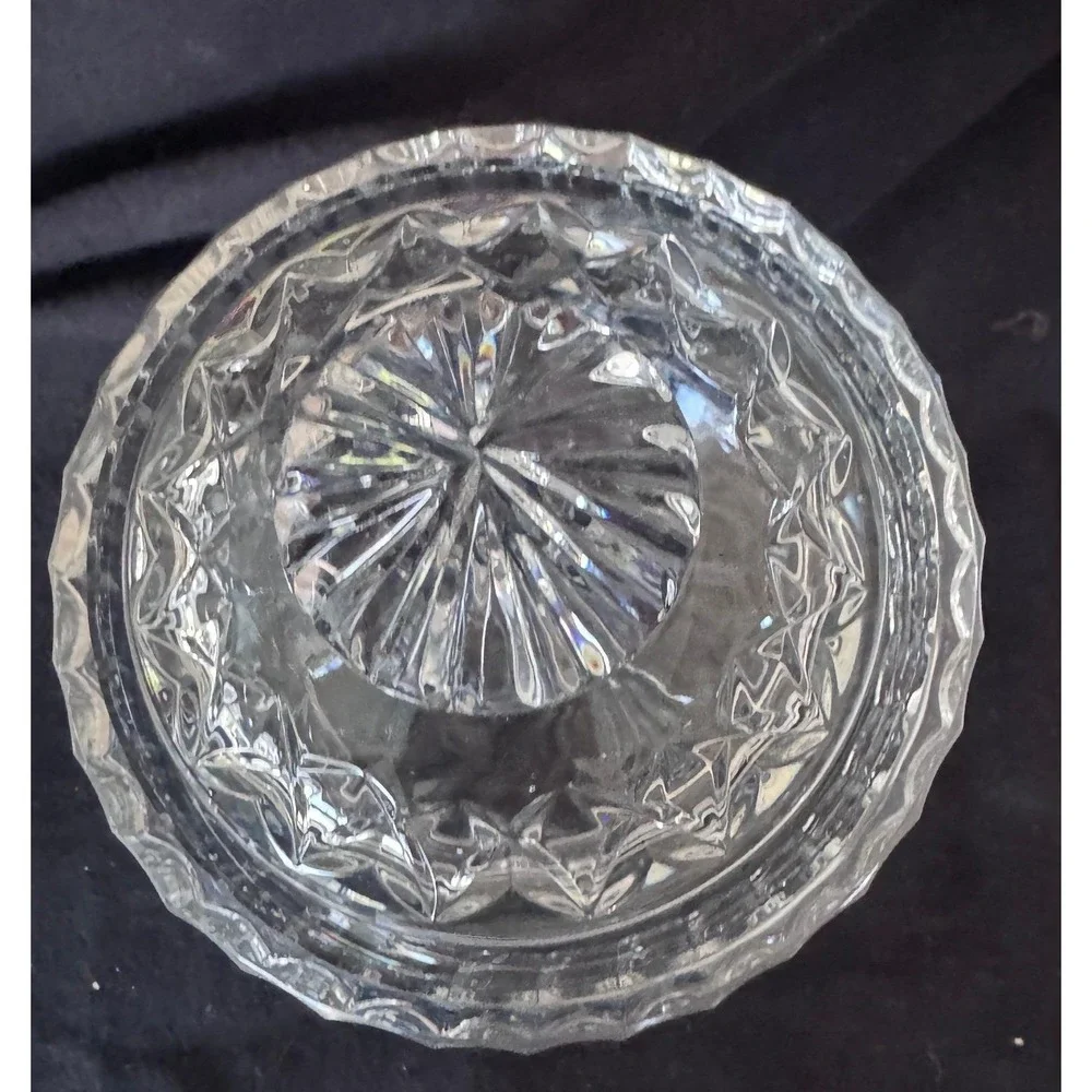 Vintage Lead Crystal Biscuit Barrel Apothecary Jar with Lid Clear Cut Glass 8.5
